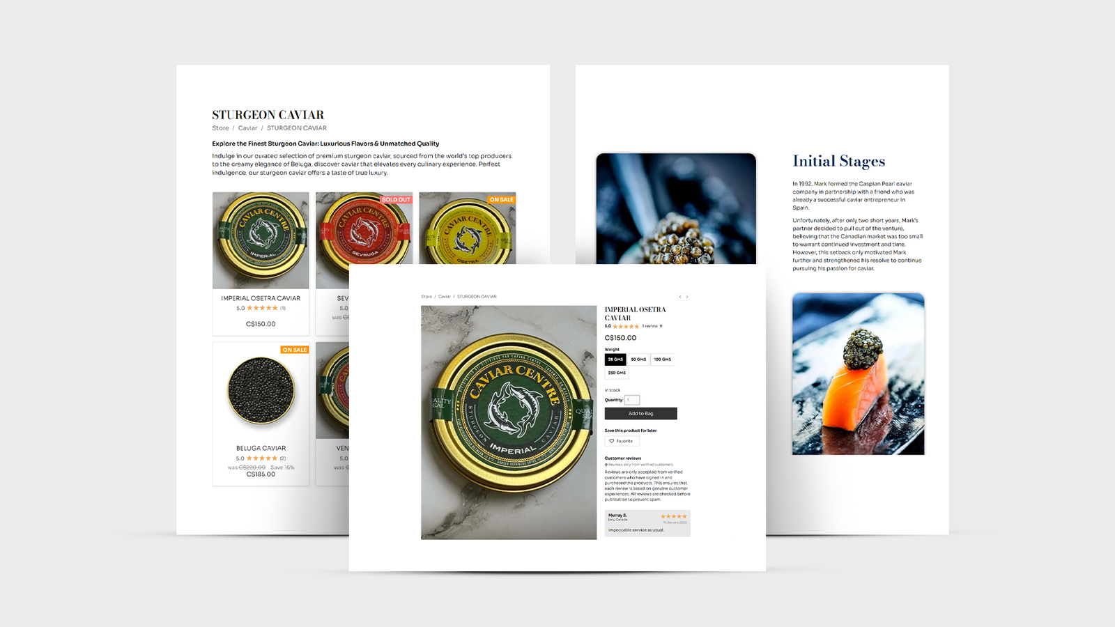 Caviar Centre website CRO design
